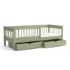LESZANKA ágyneműtartós Montessori fa ágy 80x180 - olivazöld